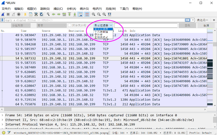 网深科技 NetInside 网络分析 Wireshark 使用查找数据包