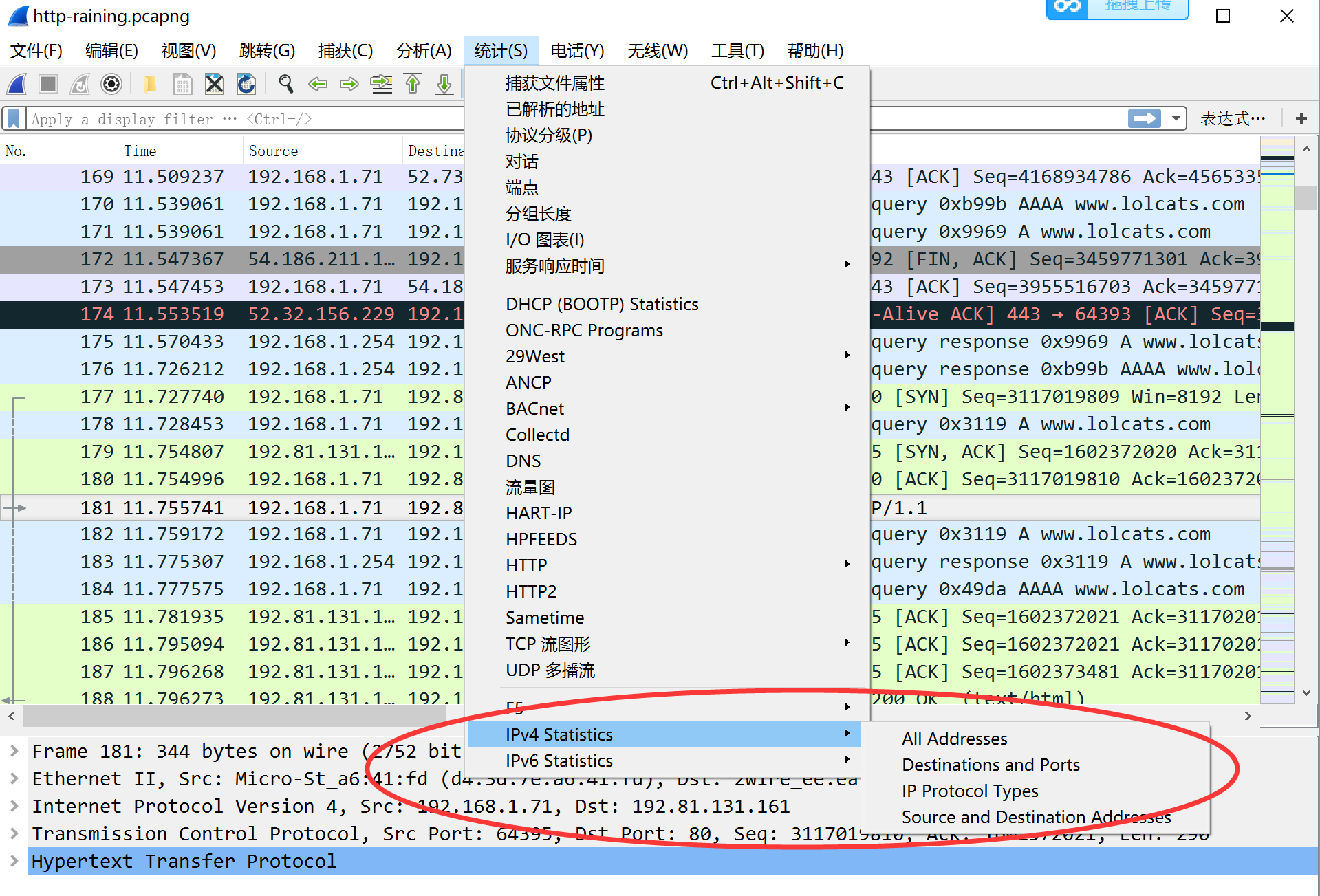 网络分析 NetInside 网深科技  Wireshark  打开IP统计